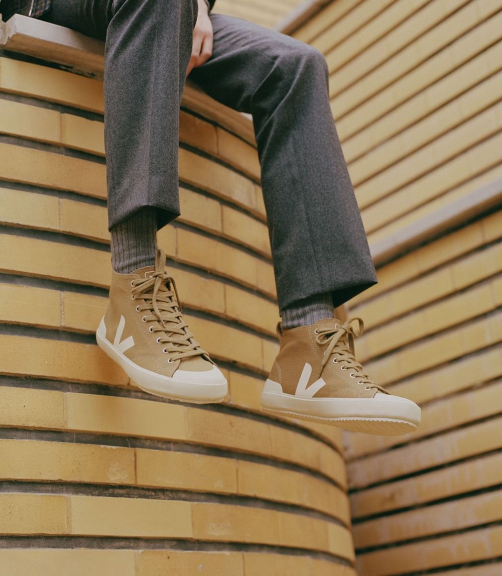 Veja Sneakers Mens - Nova High Top Canvas - Brown/White - 9351PVYBI